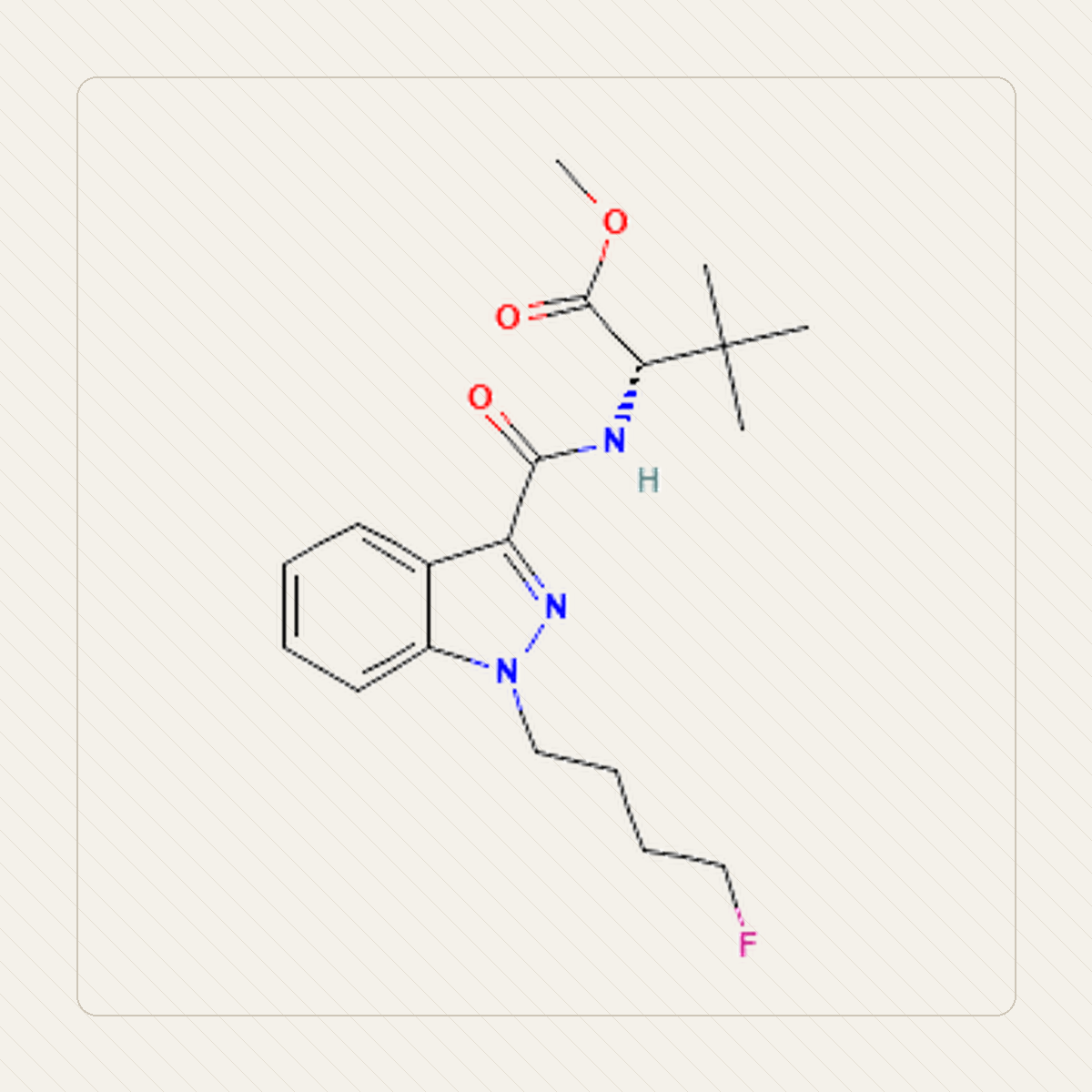 4F-MDMB-BINACA 4F-MDMB-BUTINACA, obrazovna ilustracija molekularne strukture